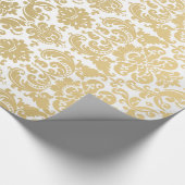 Gold en White Elegant Damask Pattern Cadeaupapier (Hoek)