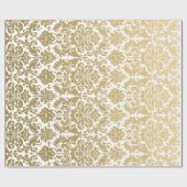 Gold en White Elegant Damask Pattern Cadeaupapier (Vlak)