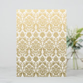 Gold en White Elegant Damask Pattern Kaart (Staand voorkant)