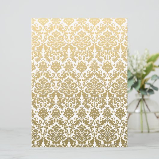 Gold en White Elegant Damask Pattern Kaart (Staand voorkant)