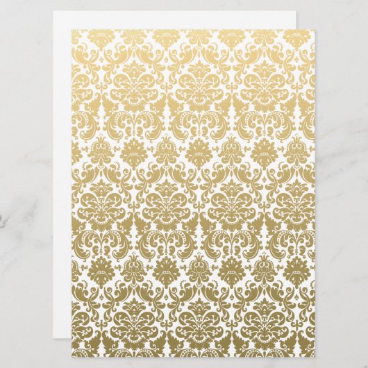 Gold en White Elegant Damask Pattern Kaart (Voorkant / Achterkant)