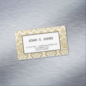 Gold en White Elegant Damask Pattern Magnetisch Visitekaartje (Voorbeeld)