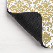 Gold en White Elegant Damask Pattern Muismat (Hoek)