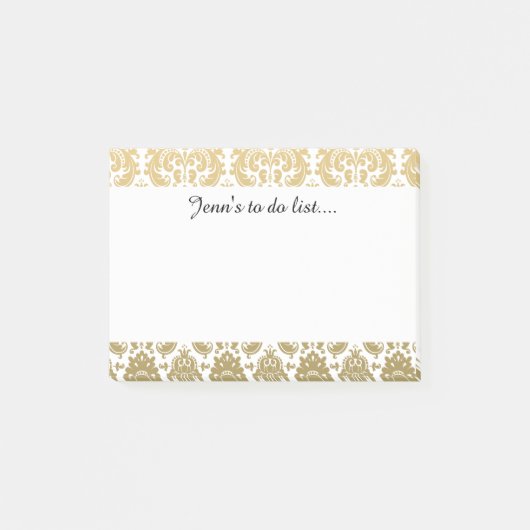 Gold en White Elegant Damask Pattern Post-it® Notes (Voorkant)