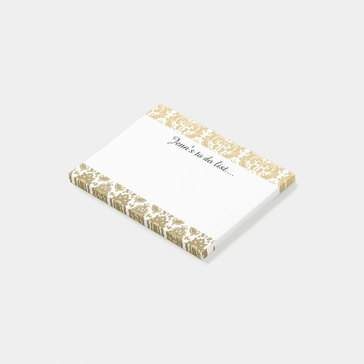 Gold en White Elegant Damask Pattern Post-it® Notes (Schuin)