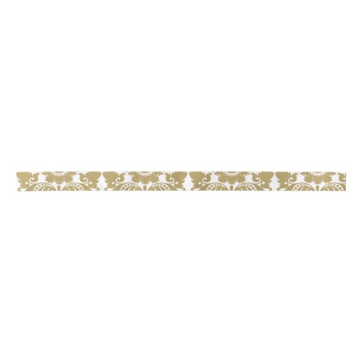 Gold en White Elegant Damask Pattern Satijnen Lint (Voorkant)