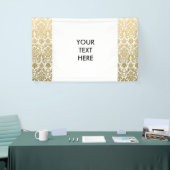 Gold en White Elegant Damask Pattern Spandoek (Beurs)