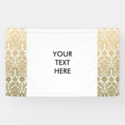 Gold en White Elegant Damask Pattern Spandoek (Horizontaal)