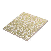 Gold en White Elegant Damask Pattern Tegeltje (Zijkant)