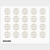 Gold en White Floral behalve datum Ronde Sticker (Vel)