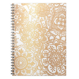 Gold en White Floral Mandala Pattern Notitieboek