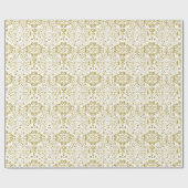 Gold- en White Floral-patroon Cadeaupapier (Vlak)