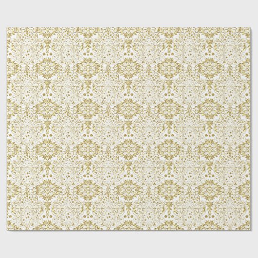 Gold- en White Floral-patroon Cadeaupapier (Vlak)