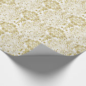 Gold- en White Floral-patroon Cadeaupapier (Hoek)