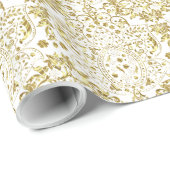 Gold- en White Floral-patroon Cadeaupapier (Rol Hoek)