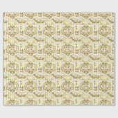 Gold- en White Floral-patroon Cadeaupapier (Vlak)