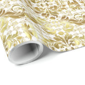 Gold- en White Floral-patroon Cadeaupapier (Rol Hoek)