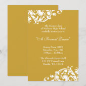 Gold en White Flourish Prom Formal Invitation Kaart (Voorkant / Achterkant)