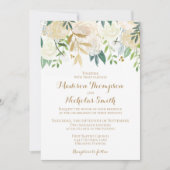 Gold- en White Flower Wedding-kaart Kaart (Voorkant)