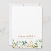 Gold- en White Flower Wedding-kaart Kaart (Achterkant)