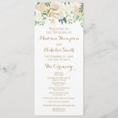 Gold- en White Flower Wedding Program-kaarten Programmakaart (Voorkant)