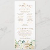 Gold- en White Flower Wedding Program-kaarten Programmakaart (Achterkant)