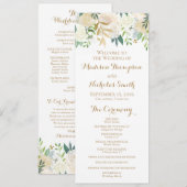 Gold- en White Flower Wedding Program-kaarten Programmakaart (Voorkant / Achterkant)