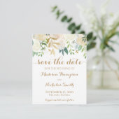 Gold en White Flower Wedding Save the Date Card (Staand voorkant)