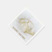 Gold en White Glitter Holiday Ornaments Napkins Servet (Hoek)