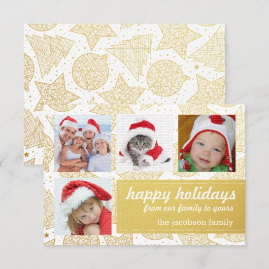 Gold- en White-kerstfeestdag fotokaarten Kaart (Voorkant / Achterkant)