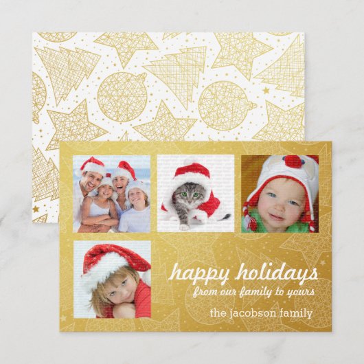 Gold- en White-kerstfeestdag fotokaarten Kaart (Voorkant / Achterkant)
