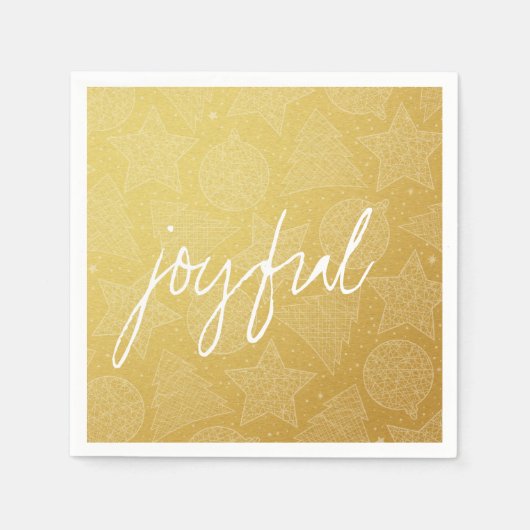 Gold- en White-kerstpatroonpapier Napkin-set Servetten (Voorkant)