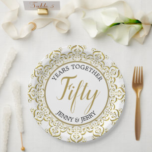 Gold en White klassiek Jubileum Bord