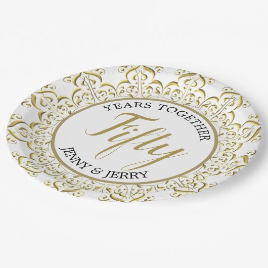 Gold en White klassiek Jubileum Bord (Gekanteld)