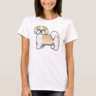 Gold en White Lhasa Apso Cute Dog T-shirt