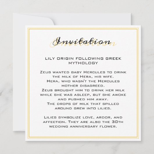 Gold en White Lily 30th Wedding Jubileum (Achterkant)