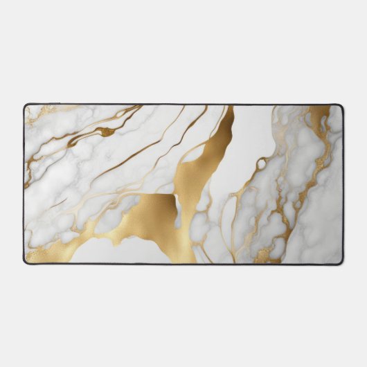 Gold en White Marble Abstract Bureaumat (Voorkant)