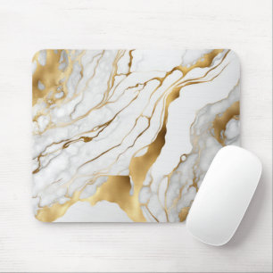 Gold en White Marble Abstract Muismat