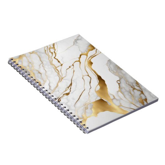 Gold en White Marble Abstract Notitieboek (Rechterzijde)