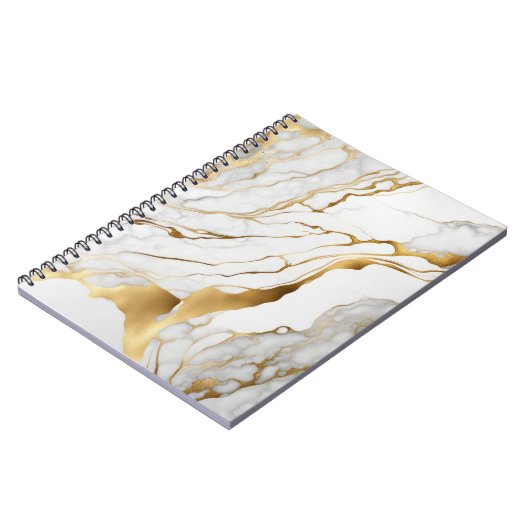 Gold en White Marble Abstract Notitieboek (Linkerzijde)