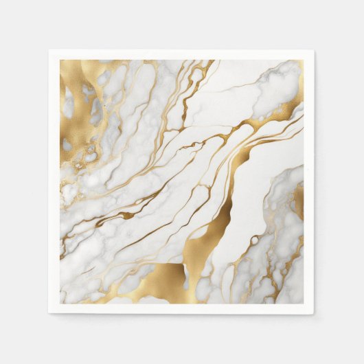 Gold en White Marble Abstract Servet (Voorkant)