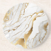 Gold en White Marble Abstract Zandsteen Onderzetter (Voorkant)