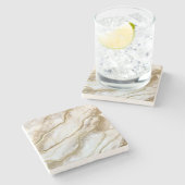 Gold en White Marble Art Elegant Chic Stenen Onderzetter (Zijkant)