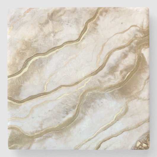 Gold en White Marble Art Elegant Chic Stenen Onderzetter (Voorkant)