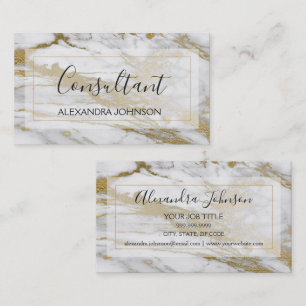 Gold en White Marble Trendy Consultant Visitekaartje