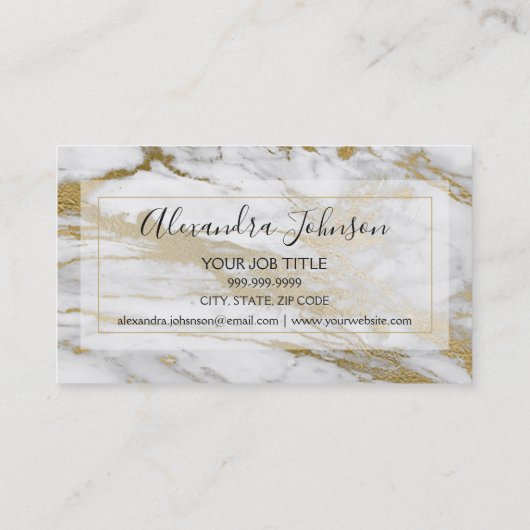 Gold en White Marble Trendy Consultant Visitekaartje (Achterkant)