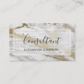 Gold en White Marble Trendy Consultant Visitekaartje (Voorkant)