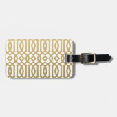 Gold en White Modern Trellis Pattern Bagagelabel (Voorkant horizontaal)