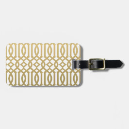 Gold en White Modern Trellis Pattern Bagagelabel