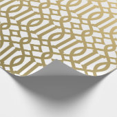 Gold en White Modern Trellis Pattern Cadeaupapier (Hoek)